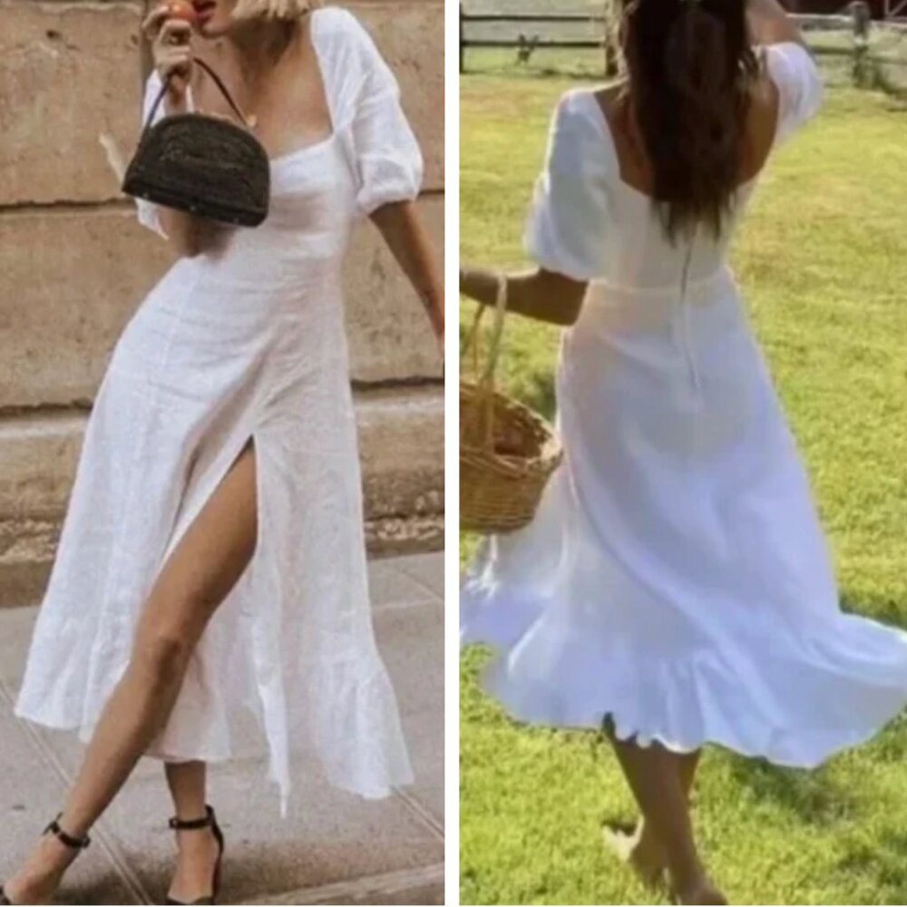 NWT A Classic Piece Reformation Belgium Linen Midi Dress - White - Picture 1 of 11